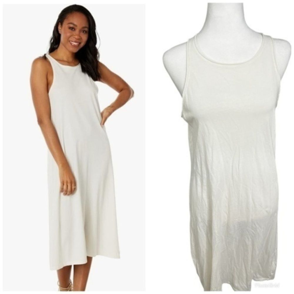 Madewell Softfade Cotton Cover-Up Tank Dress medium cream white